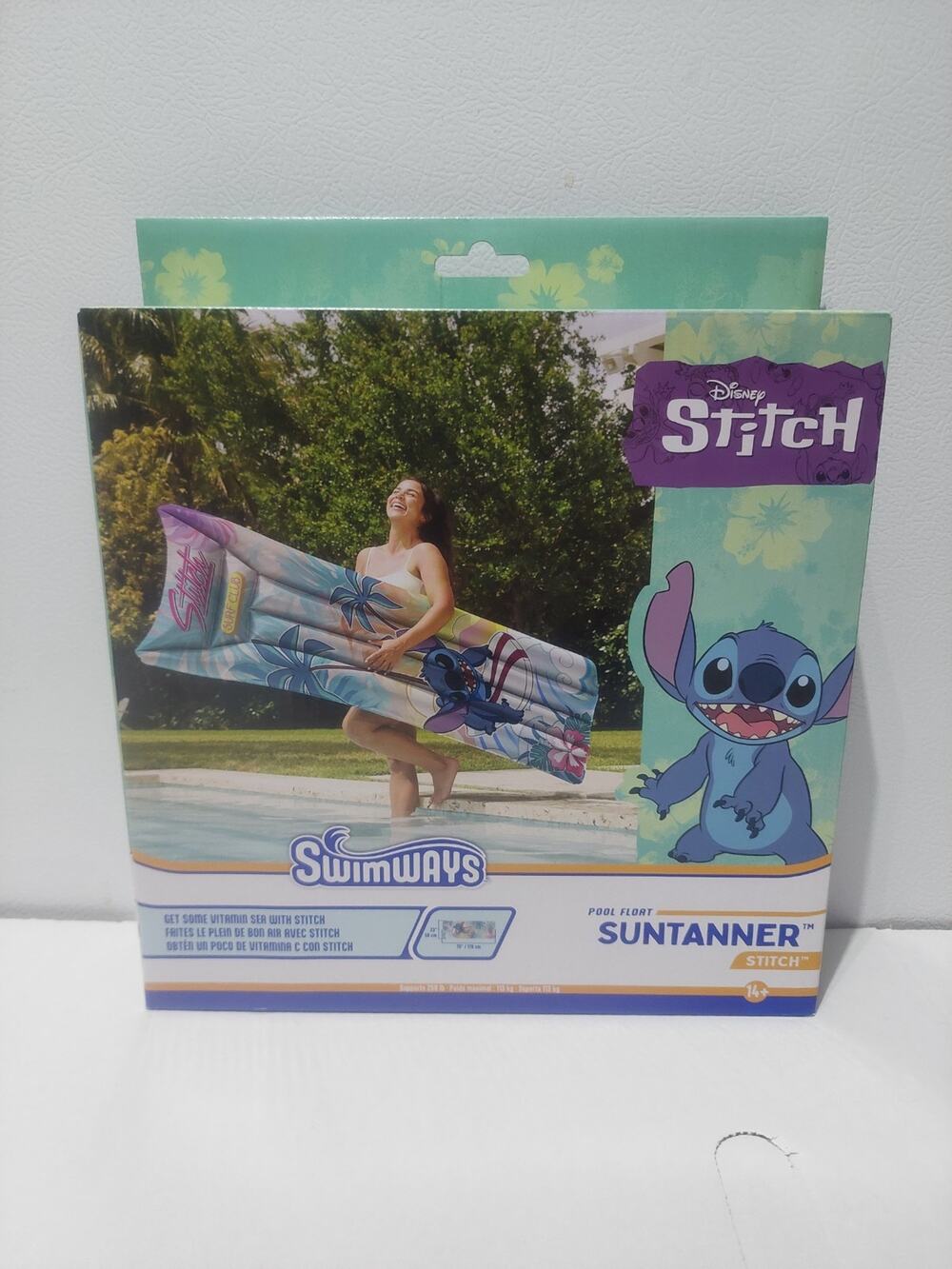 New Swimways Disney Stitch Suntanner Lounging Pool Float